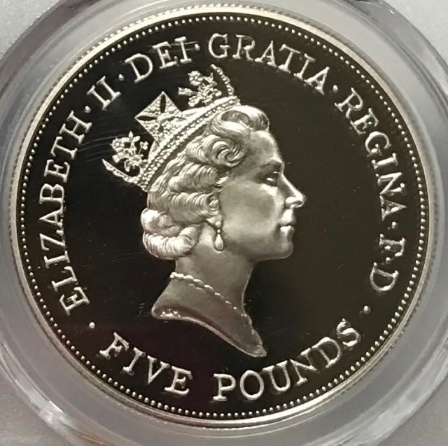 イギリス 1990年 エリザベス皇太后生誕90周年 プルーフ 5ポンド 銀貨 ...