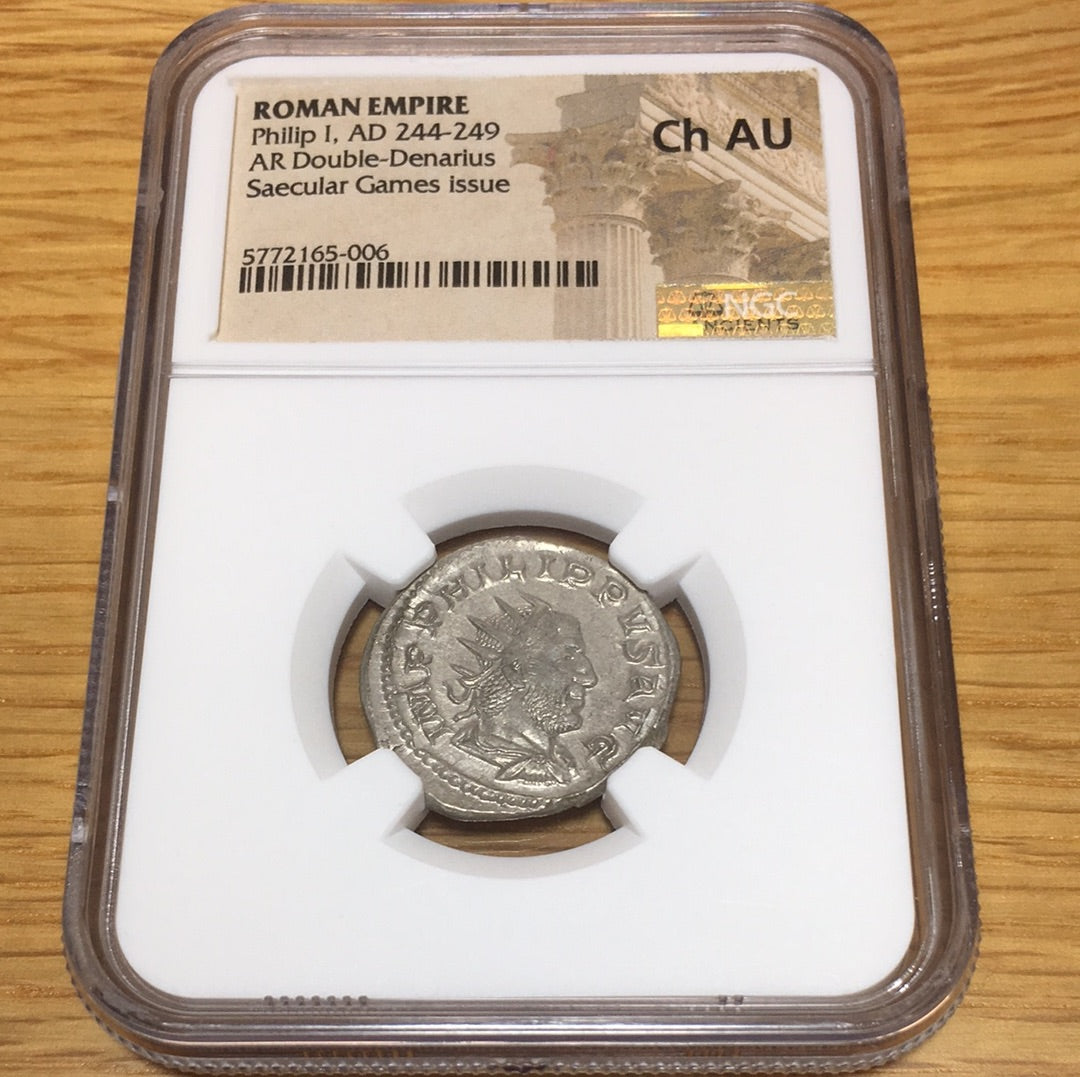 ローマ皇帝 フィリップ１世 2デナリウス銀貨 Ch AU 4/5 4/5 - 旧貨幣 ...