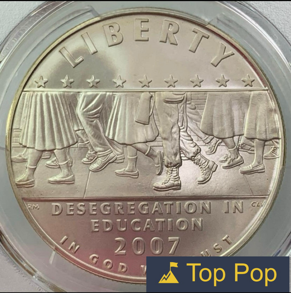 【最高鑑定】2007年　アメリカ　リバティ銀貨１ドル  Desegregation PCGS 　MS70