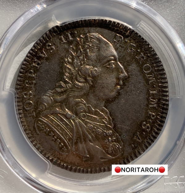 【唯一最高鑑定】1782年-GCB　レゲンスブルグ　KM-444 都市景観　1/2ターラー銀貨   MS63　PCGS