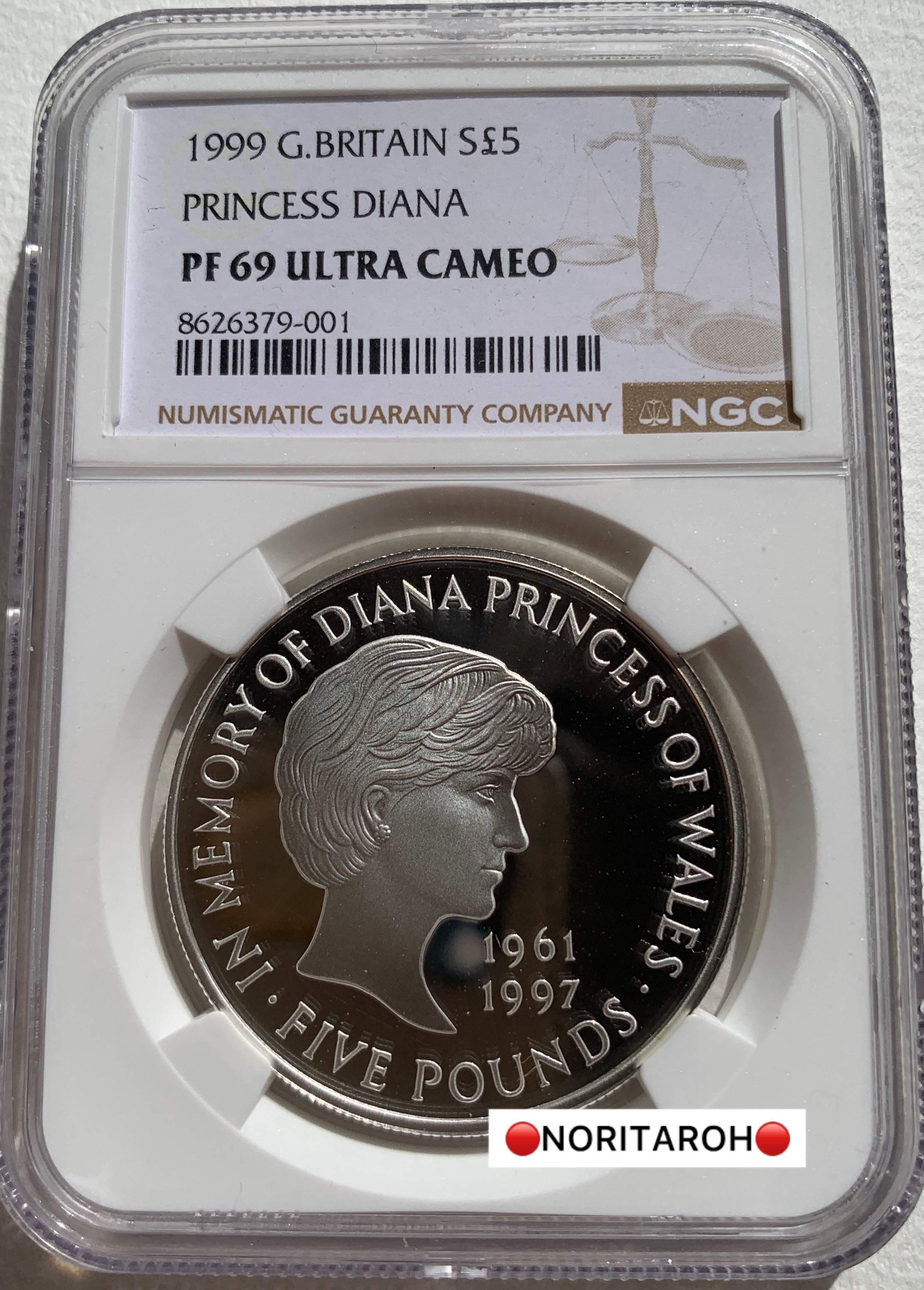 【準最高鑑定】1999年　イギリス　ダイアナ　28.28g（925silver）銀貨（箱付）PF69UC NGC