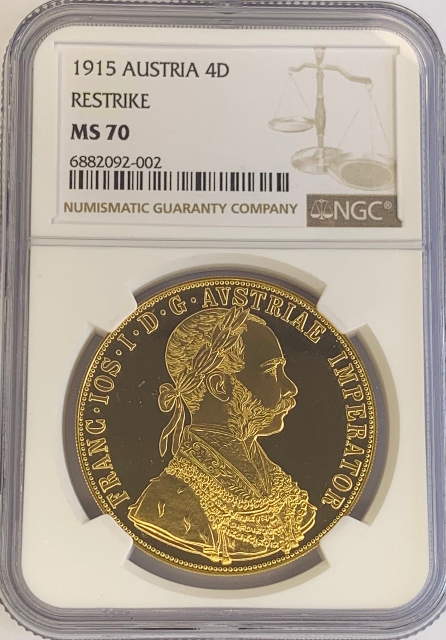 最高鑑定】オーストリア 1915 フランツ・ヨーゼフ1世 4ダカット金貨 リストライク NGC MS70（CRIコインカード付） –  noritaroh online shop