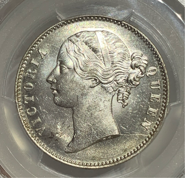 1840年（B&C）英領インド ヴィクトリア1ルピー銀貨　PCGS MS63