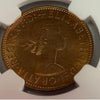 イギリス　1962年　1/2P銅貨　 NGC MS64RB 4875900-017