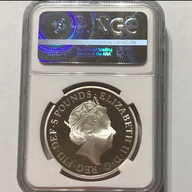 【準最高鑑定】2017年　ハウスオブウィンザー　100周年　５ポンド銀貨　NGC PF69UC アーリーリリース