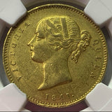【ウィリアムワイオンデザイン】英国（インド領）1841年(c) ヴィクトリア　モハール金貨　AU58 （CRIコインカード付）