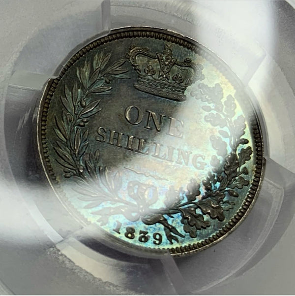 24/6/14【唯一最高鑑定】イギリス　1839年　ONE SHILLNG W.W. （ウィリアム・ワイオン）Plain Edge 銀貨　PCGS PR65CAM