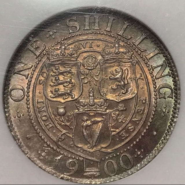 24/7/23 1900年　GB（イギリス）MSシリング　銀貨　NGC MS64 （CRIコインカード付）