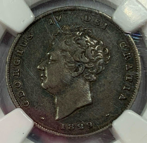1829年　イギリス　１シリング　NGC VF25 （CRIコインカード付）