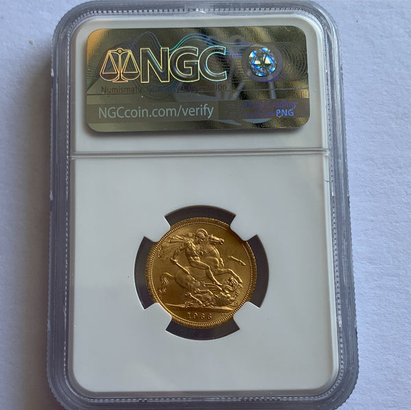 【準最高鑑定】1966年　イギリス　ヤングヤングエリザベス　ソブリン金貨　NGC MS65