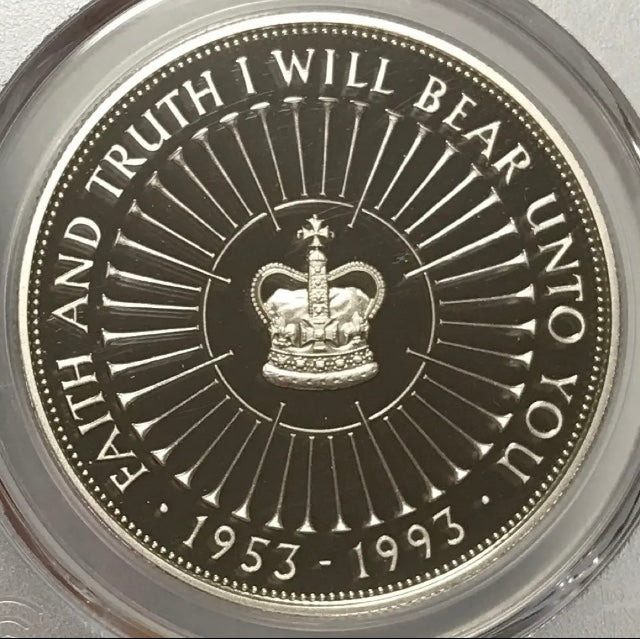 23/10/28 1993年　イギリス　即位40周年　銀貨　PCGS