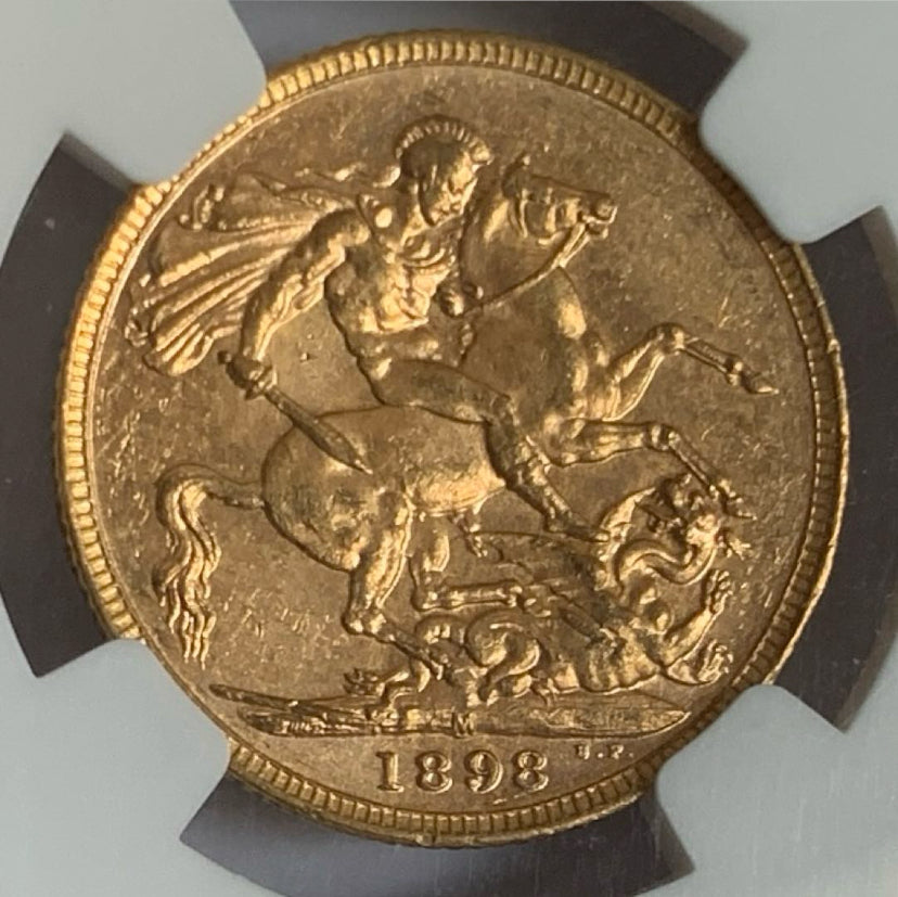 【準最高鑑定】1898年　オーストラリア　ヴィクトリア ベールヘッド　ソブリン金貨　NGC MS63