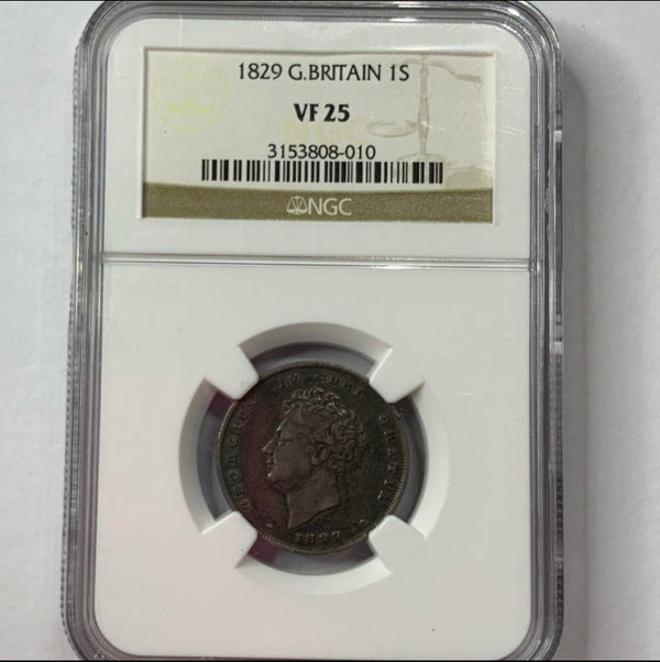 1829年　イギリス　１シリング　NGC VF25