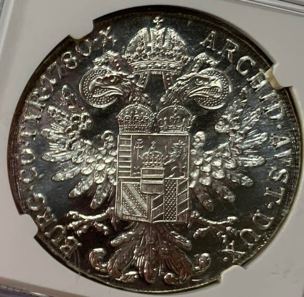 23/12/9 1780年　オーストリア　ターラー銀貨　リストライク　NGC PF68 CAMEO