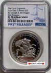 【最高鑑定ファーストリリース】2024年 イギリス 聖ジョージと竜 5ポンド 2オンス プルーフ銀貨 NGC PF70 ULTRA CAMEO First Releases