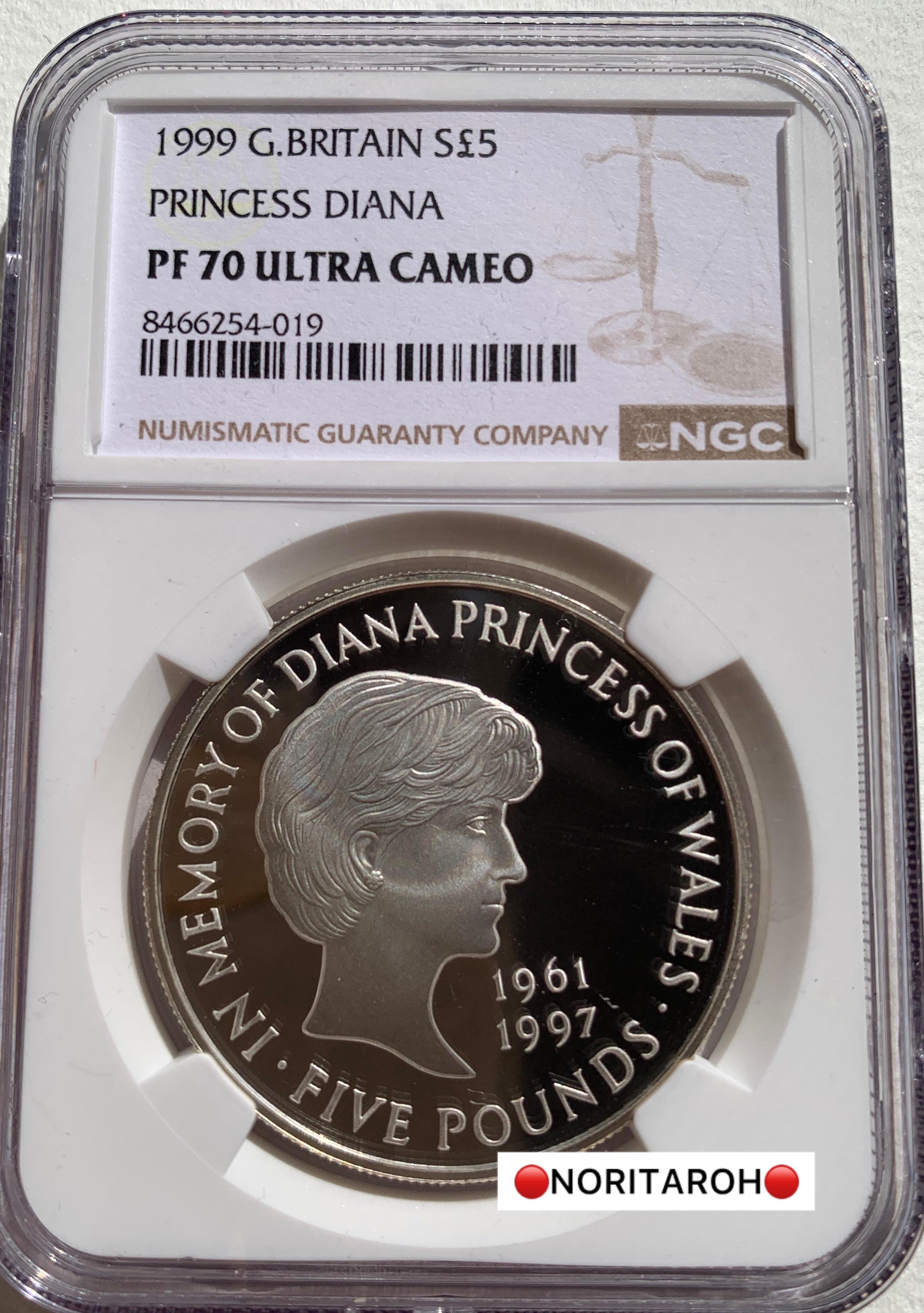【最高鑑定】1999年　イギリス　ダイアナ　28.28g（925silver）銀貨（箱付）      PF70UC NGC
