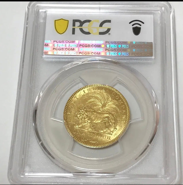 23/5/10【希少/クロスレッド4】英国（インド領）1841年(c) ヴィクトリア　モハール金貨　PCGS AU58