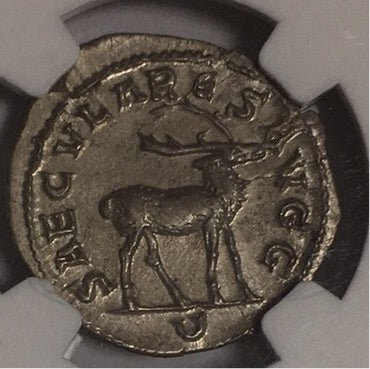 高鑑定 1800年物】ローマ皇帝 フィリップ１世 2デナリウス銀貨 Ch AU 4 