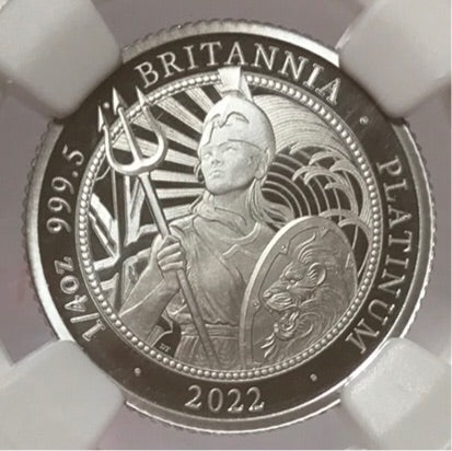 【プラチナ　最高鑑定】2022 ブリタニア　プラチナ貨　1/4オンス　PF70UC （CRIコインカード付）
